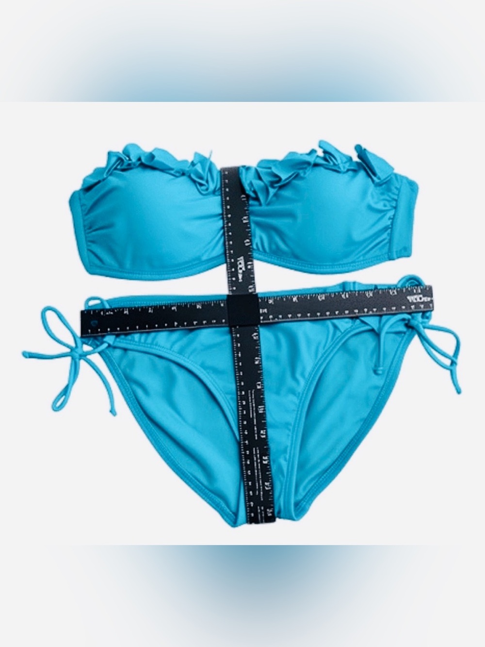 KENNETH COLE & VENUS Aqua Ruffle Bikini & Matching Off-Shoulder Cover-Up Set - Picture 4 of 16